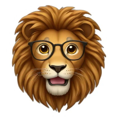 Lion with brown mane and glasses sticker