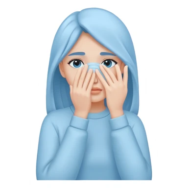 pastel blue girl covers her face with her hand sticker