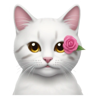 gato blanco usando una cinta rosa sticker