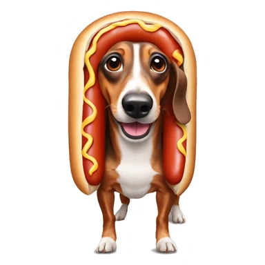 Sausage Dog in Hot Dog costume sticker