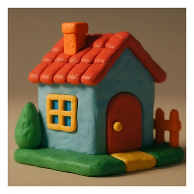 house 3d claymation style sticker
