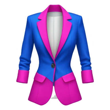 Realistic isolated long cobalt blue open fashion blazer jacket with hot pink Bustier underneath it. sticker