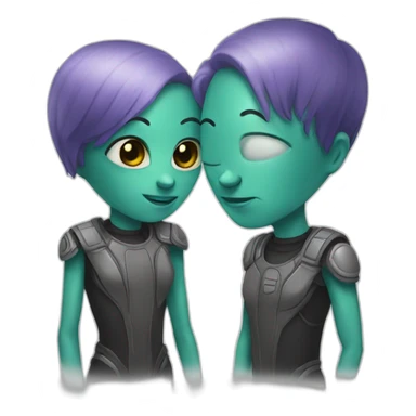 alien couple sticker