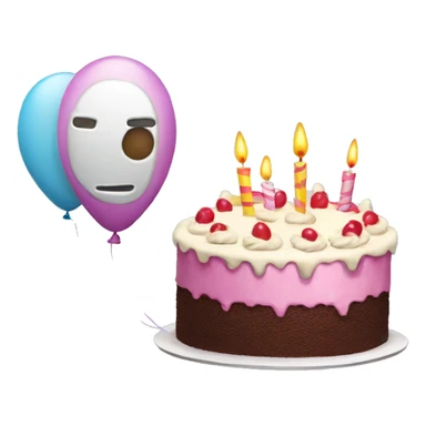funny birthday bot with cake and a balloon sticker