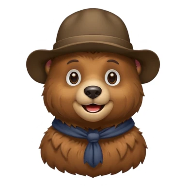 A bear with a hat sticker