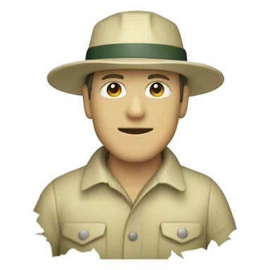 gardener pith helmet beige jacket trees sticker