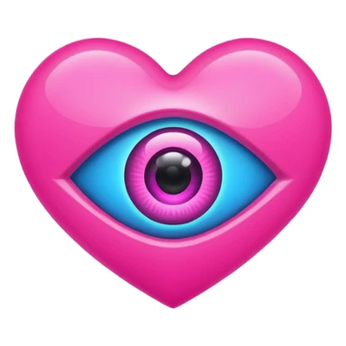 A pink neon heart with a eye in the center sticker