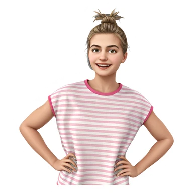 smiling girl in striped shirt sticker