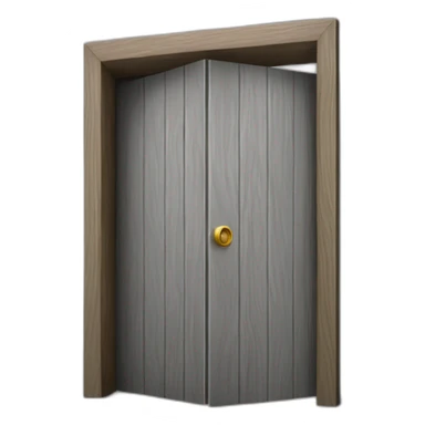 One gray wood open door perspective sticker