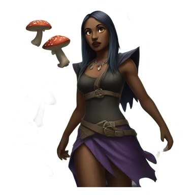 the morrigan walking in the woods with wisdom about mushrooms sticker