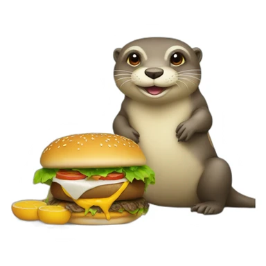 Loutre sur une tortue qui mange un burger sticker