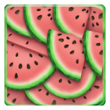 An emoji of three watermelon slices: one large slice, one medium slice, and one small slice, arranged together to showcase their different sizes sticker