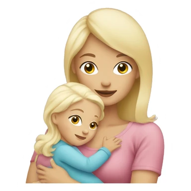 white blonde woman cuddling with baby girl  sticker
