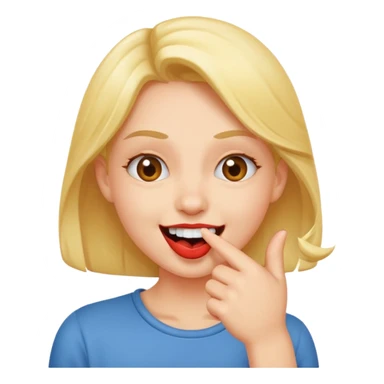 a flirty giggle while biting you finger sticker