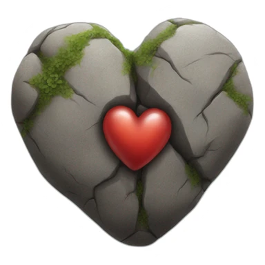 Realistic heart rock sticker