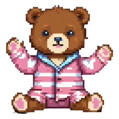 bear in pajamas sitting and waving sticker
