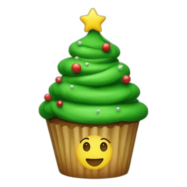 Happy Christmas tree cupcake sticker