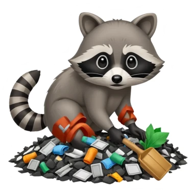 Raccoon diggin in garbage sticker