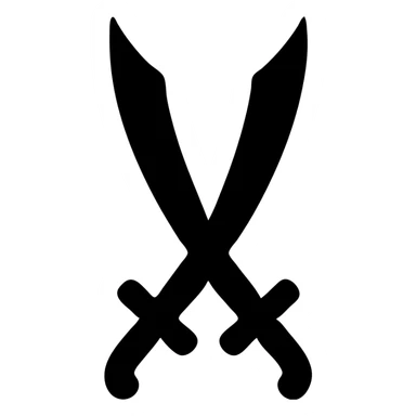 simple bold depiction of a bifurcated sword like Zulfiqar, emphasizing the split blade and unique silhouette sticker