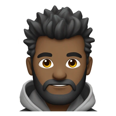 hombre con pelo negro mohawk muy corto con hoodie gris y barba de dos dias sticker