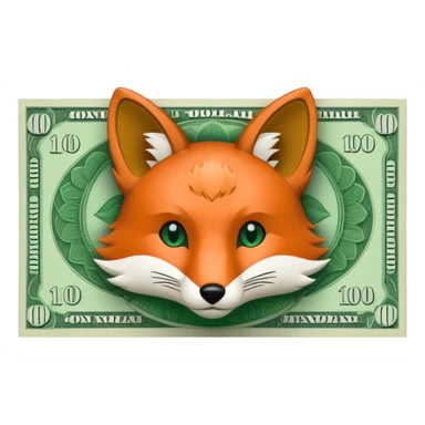 make 100 dollar bill with a small fox head outline in the middle sticker