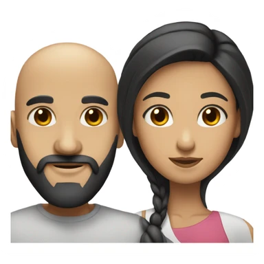 Bald man with black beard and girl long black hair sticker