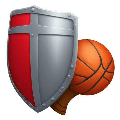 Shield with basketball held by a red knight sticker