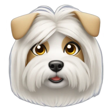 Maltese with two pony hair sticker