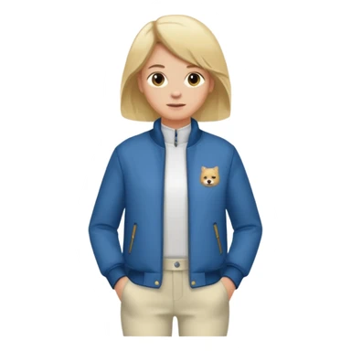 bitte mach mir ein typen der blond ist mit in einer 6pm jacke und eine weißen hose sticker