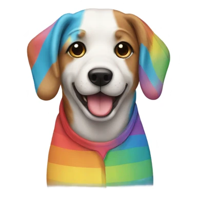 Dog wearing rainbow shirt  sticker