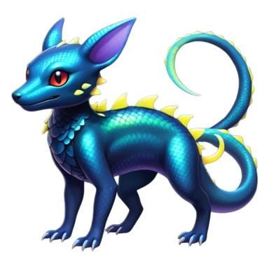 Colorful Iridescent Exotic Salandit-Aurorus-Umbreon-Fakémon-hybrid-creature (full body)  sticker