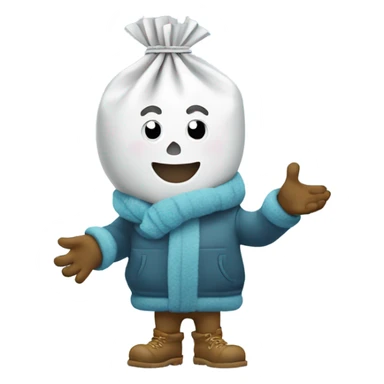 happy bag of snow holding a dollar in his hand sticker