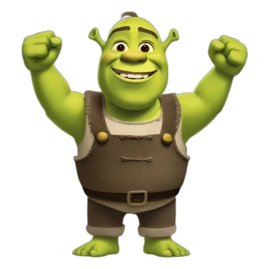 Shrek cheering with arms up sticker