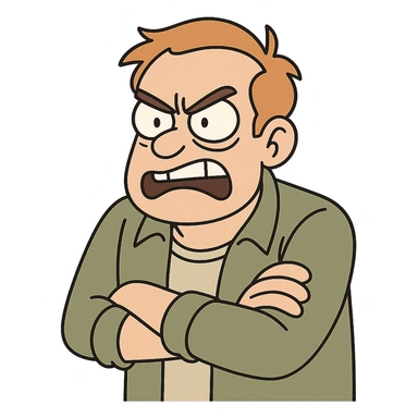 angry face, cartoon style, bold lines sticker