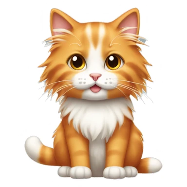 Cute emoji long haired orange and white kitty  sticker