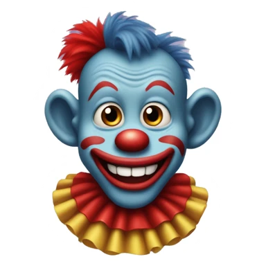 monkey clown with red poofy clown hair and big red clown nose, make it goofy looking sticker