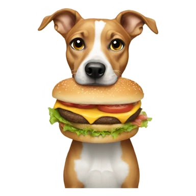 Dog eating burger in dress sticker