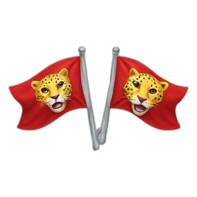 red flag with two yellow leopards on it sticker