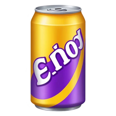 yellow soda can with purple name sticker