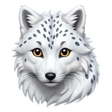 Hyper-realistic furry soft smooth elegant Arctic-wolf-snow-leopard-arctic-fox-fusion-hybrid-animal-creature, full body sticker