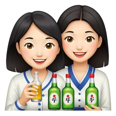 Two Asian girls really drunk with soju sticker
