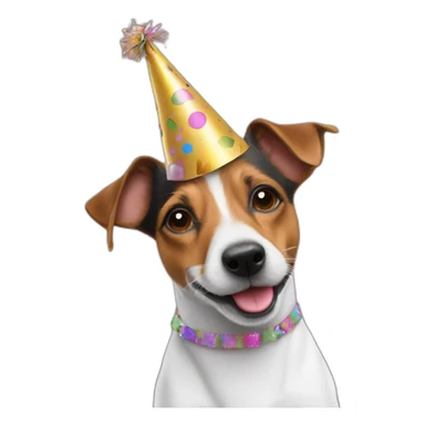 jack russel with party hat and confetti sticker