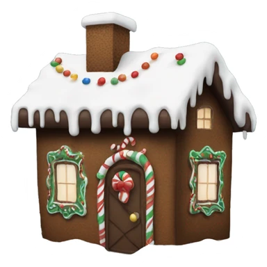 A dark brown gingerbread house with some snow on it and Christmas decorations stuck to the house. sticker