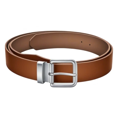 A standalone leather belt, folded neatly, brown color with a silver buckle — no background, no personbelt sticker