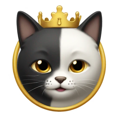 Gato blanco y negro con una corona dorada mancha en la nariz sticker