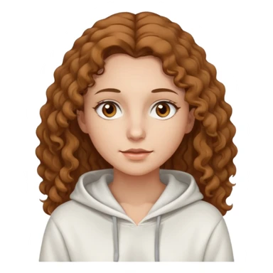 Una donna con una felpa semplice bianca,ha gli occhi marroni,i capelli marroni chiaro , c’è gli ha lunghi e ricci ma non troppo sticker