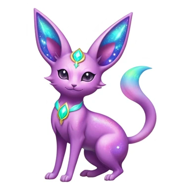 Shiny Exotic Nebulae Tropical Colorful Neon-colored Glittery Ethereal Sparkly Espeon-Amaura-Aurorus-Fakémon-hybrid-creature (full body)  sticker