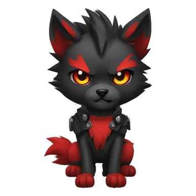 Cool black red punk wolf-cat-Fakemon sticker