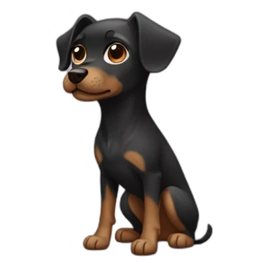 little dog pincher with long face and with black skin color sticker