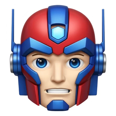 Optimus Prime emoji, apple style, close-up of faceplate and blue eyes, no text sticker